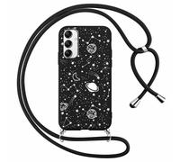 Foonary Cover con Cordino per Samsung Galaxy S24+ 5G 6,7", Custodia con Laccio Collana Tracolla Aesthetic Disegni Morbido Antiurto Necklace Regolabile Protettiva Corda Case per Samsung S24+ 5G, Planet