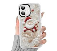 Foonary Natale Cover per iPhone 16 Santas, Christmas Aesthetic Motivo Xmas Disegni per Donne, Trasparente Silicone Custodia Flessibile Antiurto Bumper Case per iPhone16 6,1",Inverno Neve