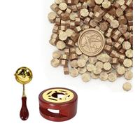 Foonary Set di 300 pezzi di cera per sigilli oro, con cucchiaio e riscaldatore, per inviti, biglietti, buste, timbri per sigillo, imballaggio, inviti di nozze