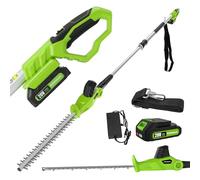 FOONNUN Tagliasiepi Telescopico a Batte-ria, Tagliasiepi Elettrico, Batte-ria 20V 2Ah e Caricabatterie, 5 Angoli Regolabili, Lama 58cm, Passo 12 mm, con Batte-ria e Caricabatteria