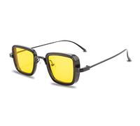 FOOOZ Occhiali da sole Steampunk in metallo vintage Uomo Donna Occhiali da sole quadrati per uomo Donna Elegante tonalità di marca retrò Uomo Donna UV400,11,Nero,Giallo,come immagine