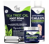 Foot Cure Set per pedicure esfoliante e rimozione dei calli, include lima per piedi per pelle morta, olio dell'albero del tè, sali per ammollo dei piedi, crema all'urea 40% e gel per la rimozione dei