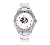 Football americano Bandiera degli Stati Uniti Orologi da uomo in acciaio inox cinturino analogico al quarzo orologio da polso business, Stile:, regular, Bracciale