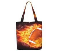 Football americano in fiamme,Borse della spesa riutilizzabili, borse per la spesa, borsa a tracolla in tela di grande capacità