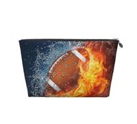 Football americano in fuoco e acqua, Borsa da toilette Borsa per trucco Borsa per cosmetici Borsa da toilette da viaggio portatile