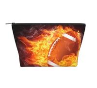 Football americano nel fuoco, Borsa da toilette Borsa per trucco Borsa per cosmetici Borsa da toilette da viaggio portatile