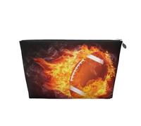 Football americano nel fuoco, Borsa da toilette Borsa per trucco Borsa per cosmetici Borsa da toilette da viaggio portatile