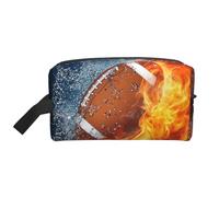 Football americano nel fuoco e nell'acqua, organizer per cosmetici di grande capacità, borsa da viaggio per il trucco da donna