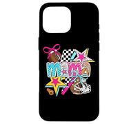 Football Mama Stars Bow Scacchiera Stile Custodia per iPhone 16 Pro Max