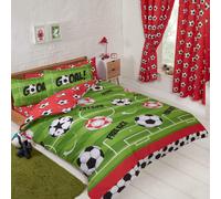 Football Rosso Doppio Copripiumino e Federa Set + Tende Coordinate 137cm Goccia