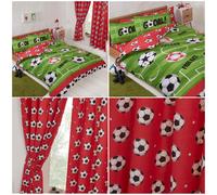 Football Rosso Doppio Copripiumino e Federa Set + Tende Coordinate 183cm Goccia