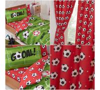 Football Rosso Junior Copripiumino e Federa Set + Tende Coordinate 137cm Goccia