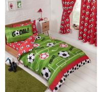 Football Rosso Singolo Copripiumino e Federa Set + Tende Coordinate 137cm Goccia