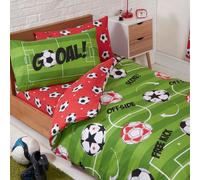 Football Rosso Tende / Aderente Foglio / Set Copripiumino - Junior Singolo