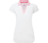 FootJoy Polo con stampa a righe Lisle, bianco/rosa