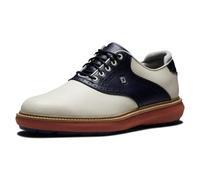 FootJoy Traditions - Scarpe da golf da uomo senza punte, Crema/Navy/Mattone, 41 EU