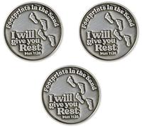 Footprints in The Sand Love Expression Coin, confezione da 3 regali di apprezzamento per militari e forze dell'ordine, segno di preghiera e protezione divina per uomini e donne, moneta EDC