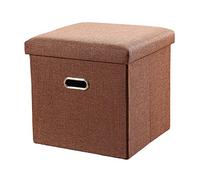 Footstool, ottomano, poggiapiedi in tessuto pieghevole, pouf imbottito, pouf imbottito, piccola scatola per giocattoli per soggiorno, camera da letto, beige, 31 x 31 x 31 cm (arancione, 40 x 25 x 25