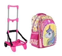 Footy Unicorno Rosa Led Grande Zaino con Carrello Trolley Staccabile Seven