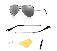 FOOUS Aste di ricambio per astine per occhiali da sole Aviator RB3025, (Argento) Aste tempio+(canna di fucile) tempio Consigli, Common