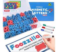 FOOZZILLA Kit di lettere magnetiche per aula con 210 pezzi e lavagna magnetica su entrambi i lati, set di lettere dell'alfabeto in schiuma ABC per bambini, insegnanti e scuola