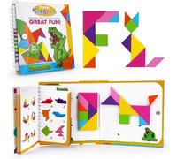 FOOZZILLA Set di puzzle magnetico Tangram - 2 set di blocchi magnetici per giochi di viaggio su strada e sfide di puzzle educative - Divertimento di pensiero per bambini e adulti con 368 soluzioni