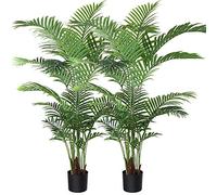 Fopamtri Noce di betel artificiale 160 cm Palma finta con 17 tronchi Decorazione moderna per interni ed esterni Piante in vaso per ufficio a casa (2 pezzi)