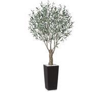 Fopamtri Olivo Artificiale 210 cm Piante Finte da Interno con Frutti Realistici, Albero di Ulivo Pianta Artificiale in Marrone Vaso Protezione UV per Esterni Soggiorno Ufficio Giardino (1 Pezzi)