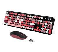 FOPETT Set tastiera e mouse wireless da 2,4 GHz con pulsante interruttore, tastiera full-size, compatibile per Windows/laptop/PC/notebook/Smart TV e altro ancora, nero colorato