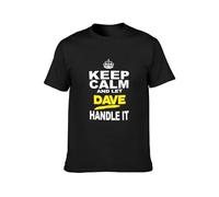 FOPJRUISDAEL Men's Keep Calm And Let Dave Handle It Mens Casual Cotton Tees Tops T-Shirts Black M