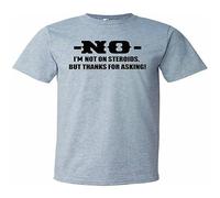 FOPJRUISDAEL Men's No I'm Not On Steroids But Thanks for Asking. Workout Exercise T Shirt T-Shirts Grey XXL