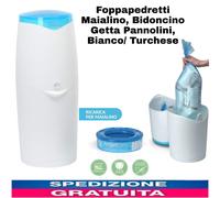Foppapedret Maialino, Bidoncino Getta Pannolini, Bianco/ Turchese X Neonati