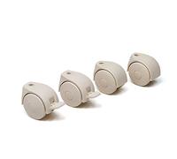 Foppapedretti 4 Ruote Nylon, Ricambio per Lettini e Bagnetti, Piroettanti, 2 Ruote con Freno, Sostituzione Semplice, Rendono Agevolo lo Spostamento, Crema