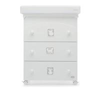 Foppapedretti Babyzoo - Fasciatoio Neonato con Cassettiera e Vaschetta Bagnetto Estraibile in legno colore Bianco