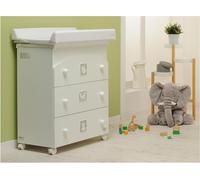 Foppapedretti Babyzoo - Fasciatoio Neonato con Cassettiera e Vaschetta Bagnetto Estraibile in legno colore Bianco