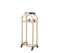 Foppapedretti Servomuto in Legno con Ruote Appendiabiti Due spalle con Portapantaloni Pinze appendigonna e Portascarpe colore Naturale - 395003 Il Mettinsieme