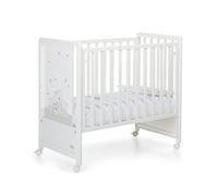 Foppapedretti Lettino Culla con Sponda a Scomparsa Pikkoletto, Made in Italy, Legno di Faggio, Rete a doghe a 3 altezze, Materassino Incluso, 112x61x106 cm, ruote piroettanti, Dolcestella