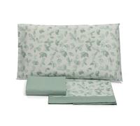 Foppapedretti Notte & Natura Completo letto singolo 1P, lenzuolo sopra, lenzuolo angolo sotto e federa; Foglie Salvia, 100% cotone, Made in Italy