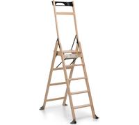 Foppapedretti Scala Pieghevole 5 Gradini in Legno Altezza 199 cm Capacità max 150 Kg colore Naturale - LaScala 5.0