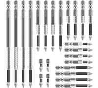 Foppla 12/24 punte per cacciavite a percussione in lega non Glippie denti Phillips, set di punte magnetiche per trapano lungo, punte magnetiche per cacciavite elettrico 25+50+65+7
