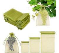 Foppla 150 sacchetti di protezione per frutta, in 3 misure, per alberi da frutto, copertura della frutta, sacchetti in rete con cordoncino, per proteggere i frutti sugli alberi, sacchetti per frutta