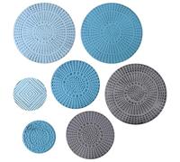 Foppla 7 pezzi disco in metallo decorazione da parete disco blu arte della parete stile moderno metallo piastra rotonda decorazioni da parete blu decorazione da parete elegante piastra circolare