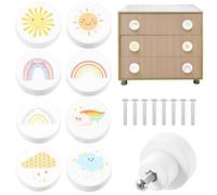 Foppla 8Pcs Drawer Knobs Cute Drawer Pulls Wood Cabinets Knobs Easy to Install Cabinet Drawer Knobs Decorative Furniture Pull Knobs Wood Knobs with Screws for Cabinet Closet Kids Room(Bianco)