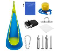 Foppla Dondolo con striscia luminosa a LED, regolabile, confortevole, gonfiabile, versatile, facile da installare, altalena per interni ed esterni (blu)