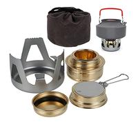 Foppla Fornello portatile ad alcool, mini bruciatore a bolla leggero e compatto in ottone con supporto in alluminio, per campeggio/escursionismo/picnic all'aperto/emergenza/tenda da campeggio