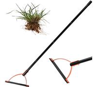 Foppla Frusta per erba con lama seghettata in acciaio a doppio taglio, tagliaerba manuale con manico da 76,2 cm, strumento manuale per tagliare erbacce troppo cresciute in trincee di campo da cortile