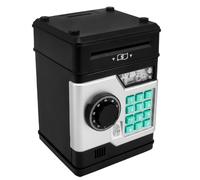 Foppla Piggy Bank elettronico per Bambini Le Banche Monete per Monete per Le Password di Impronte digitali con 4 Monete di Salvataggio di Salvataggio di salvati per Bambini per Bambini(Nero)