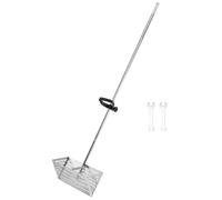 Foppla Rastrello per sabbia in acciaio inox, con manico lungo da 134 cm, rimovibile e setaccio da 40 x 20 cm, sabbia da spiaggia, rastrello per pulci di sabbia rimovibile (acciaio inox)
