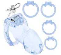 FOPS Cintura Castità Uomo Gabbia Pene 9.5cm ⌀3.3cm Plastica Trasparente Chastity Cage Maschile 4 Anelli 5.7-4.5cm Sex Toys BDSM Per Piacere Intenso Discreto Versatilità N22-5