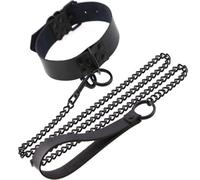 FOPS Collare Slave Sadomaso Donna 43,5x2,5 cm con Guinzaglio 115 cm - Accessorio BDSM per Giochi di Dominazione e Sottomissione Sensuale per Coppie Regolabile B19